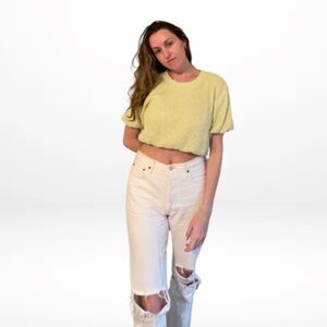 Free people Beach green knit crop
